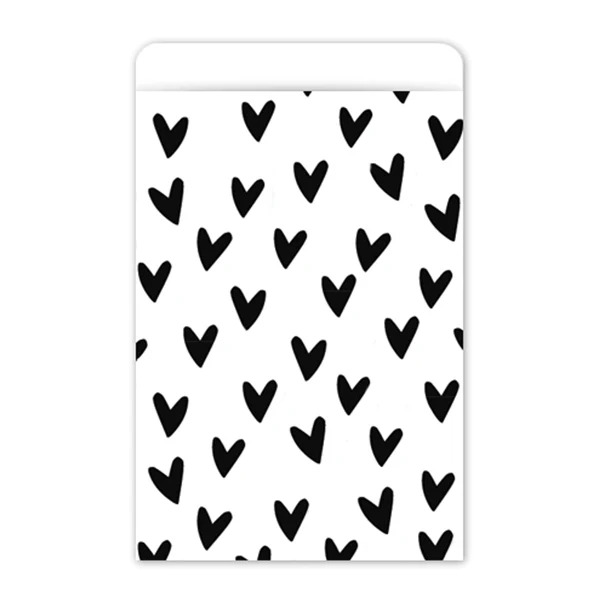 Cadeauzakjes | Hearts | Wit & Zwart | 17 x 25 cm | 5 stuks - Afbeelding 2